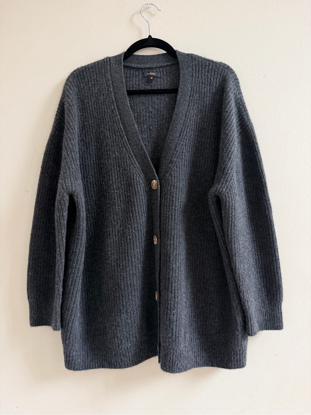 Quince 100% Cashmere Oversized Cardigan Size Medium Gray